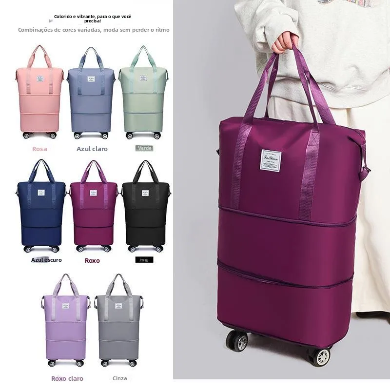 large-capacity-expandable-luggage-bag-with-universal-wheels-fitness-storage-travel-bag-polyester-material-suitcase-with-handle