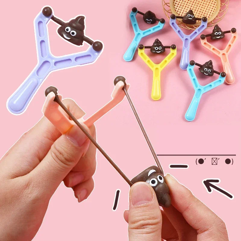 10Pcs Funny Shooting Fake Poop Slingshot Launcher Toys for Kids Birthday Party Favor Bag Piñata Filler Party Gifts Supplies