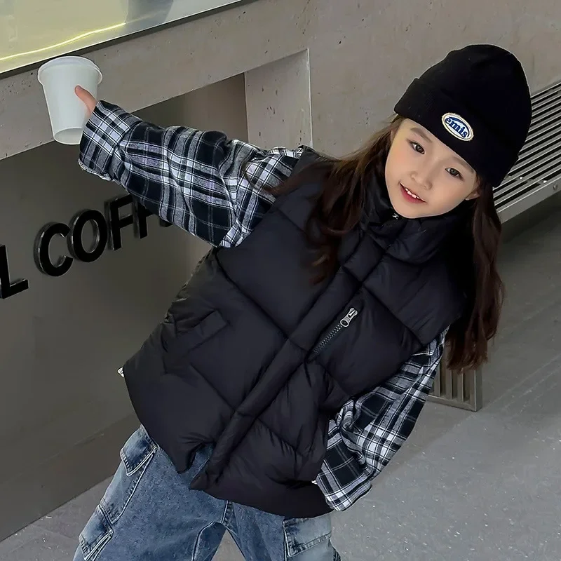 

Autumn and Winter Men and Girls Baby Vest Winter Clothes Thickened and Warm Children Black Outerwear Waistcoat Jacket