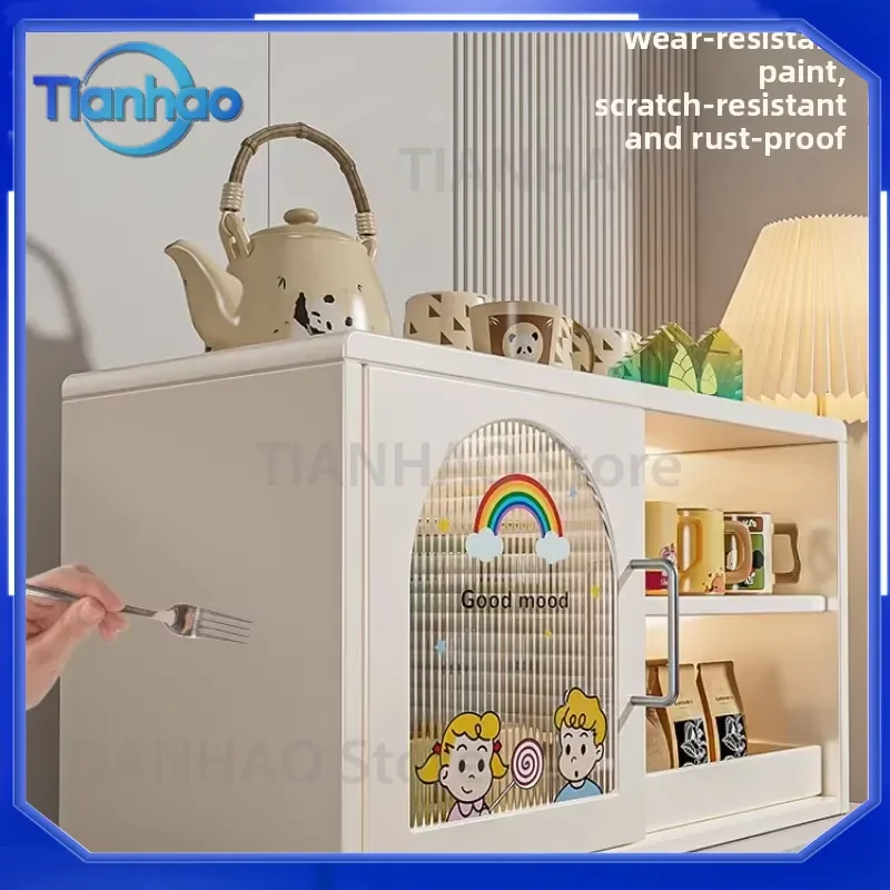 Cream Style Carbon Steel Cup Storage Rack for Coffee Mugs Dustproof Moisture Proof Anti Rust Display Stand Home Organizer