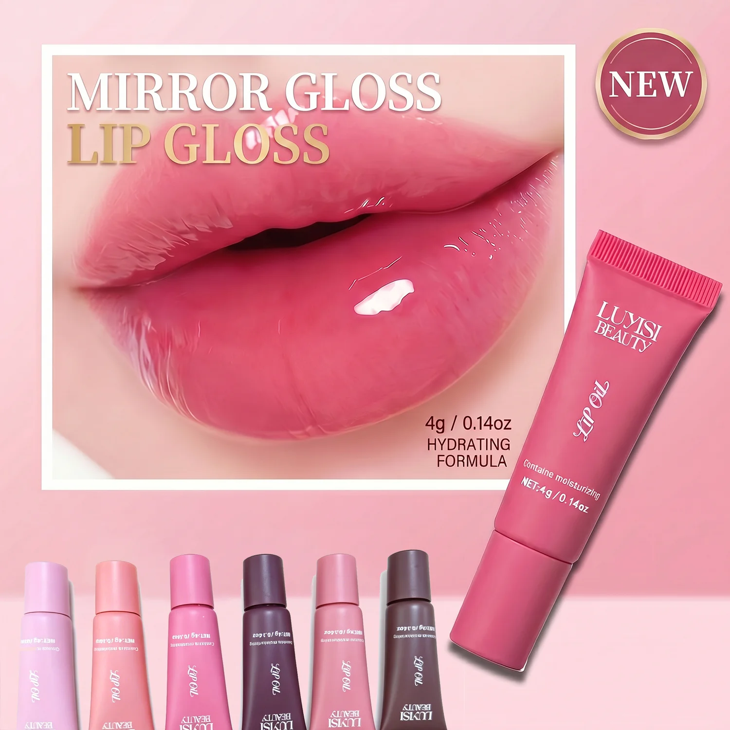 1 Stück Hochglanz-Spiegel-Lippenöl, Feuchtigkeitsspendender Natürlicher Lippenbalsam, Ganztägiger Halt, Nicht Klebend, Hohe Pigmentierung, Langanhaltend. 6 Farbtöne Verfügbar