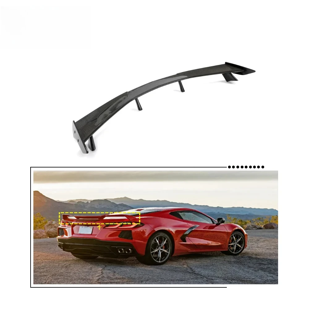 

7PCS Carbon Fiber Rear Spoiler Lid High Tail Wing For Chevrolet Corvette C8 2020-2021