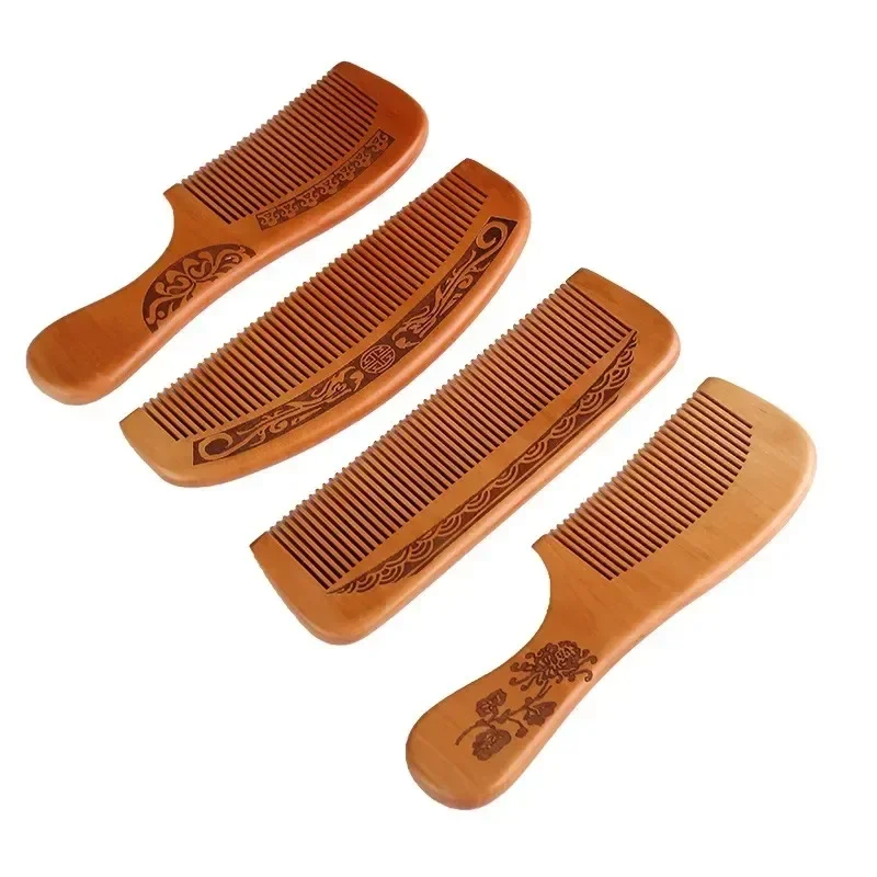 Natural Peach Wood Hair Comb Close Teeth Anti-static Head Massage Hair Care Wooden Tools Beauty Accessories Расческа Для Волос