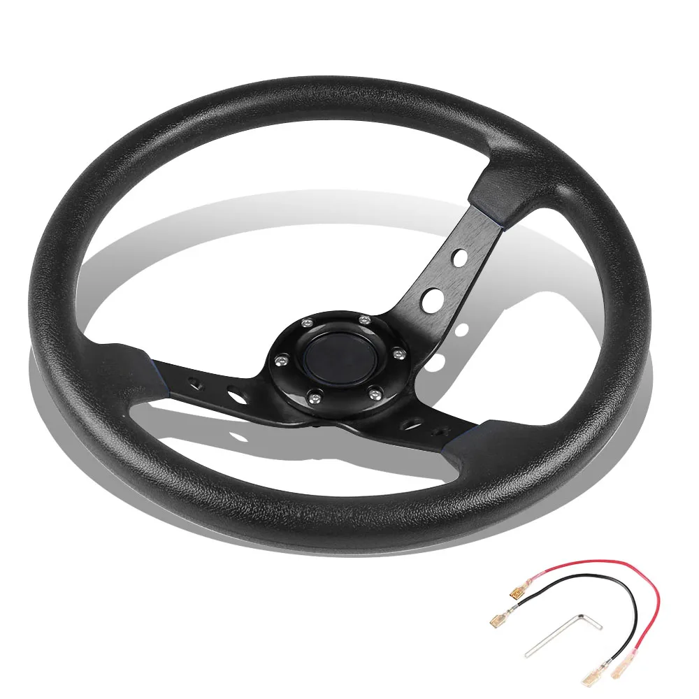 

Автомобильное Спортивное Рулевое колесо 14 дюймов 350 мм, универсальные гоночные рулевые колеса из ПВХ и кожи, черные автомобильные аксессуары