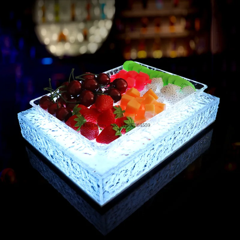

Bar luminous acrylic ice pattern fruit plate KTV night party club new fruit plate snacks dried fruit plate