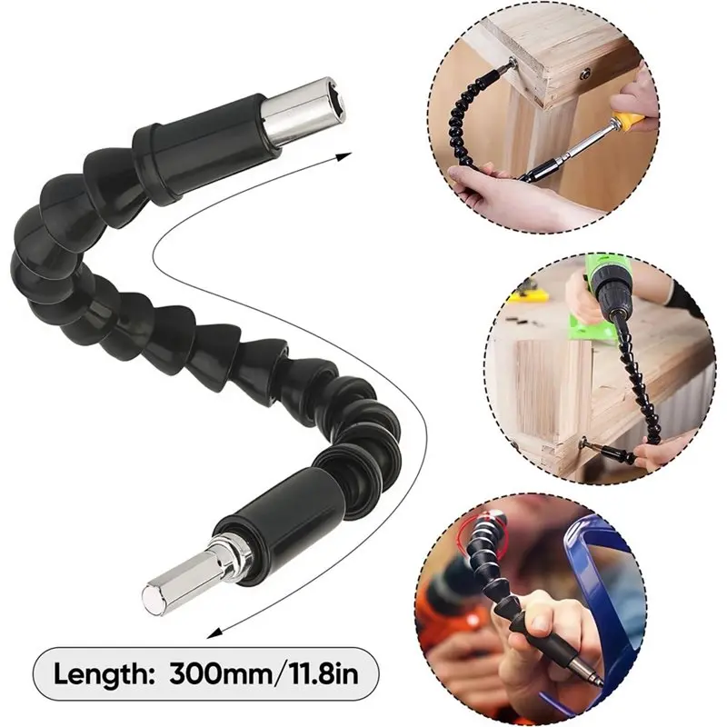 B08B-Right Angle Drill Attachment& Screwdriver Adapter Kit- Flexible Drill Bit Extension(17Pcs) For Tight Spaces