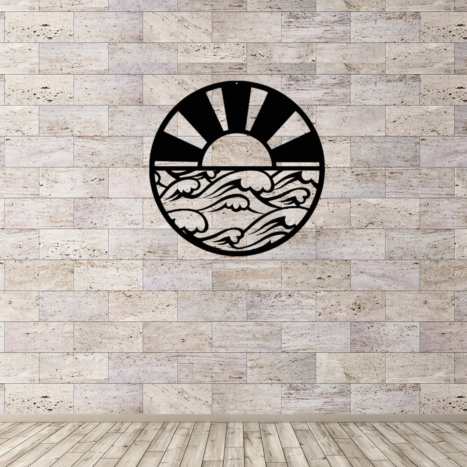 Sunrise Metal Sign Sun and Waves Metal Wall Art Room Decor,Beach Wall Art,Sun and Waves Decor,Wall