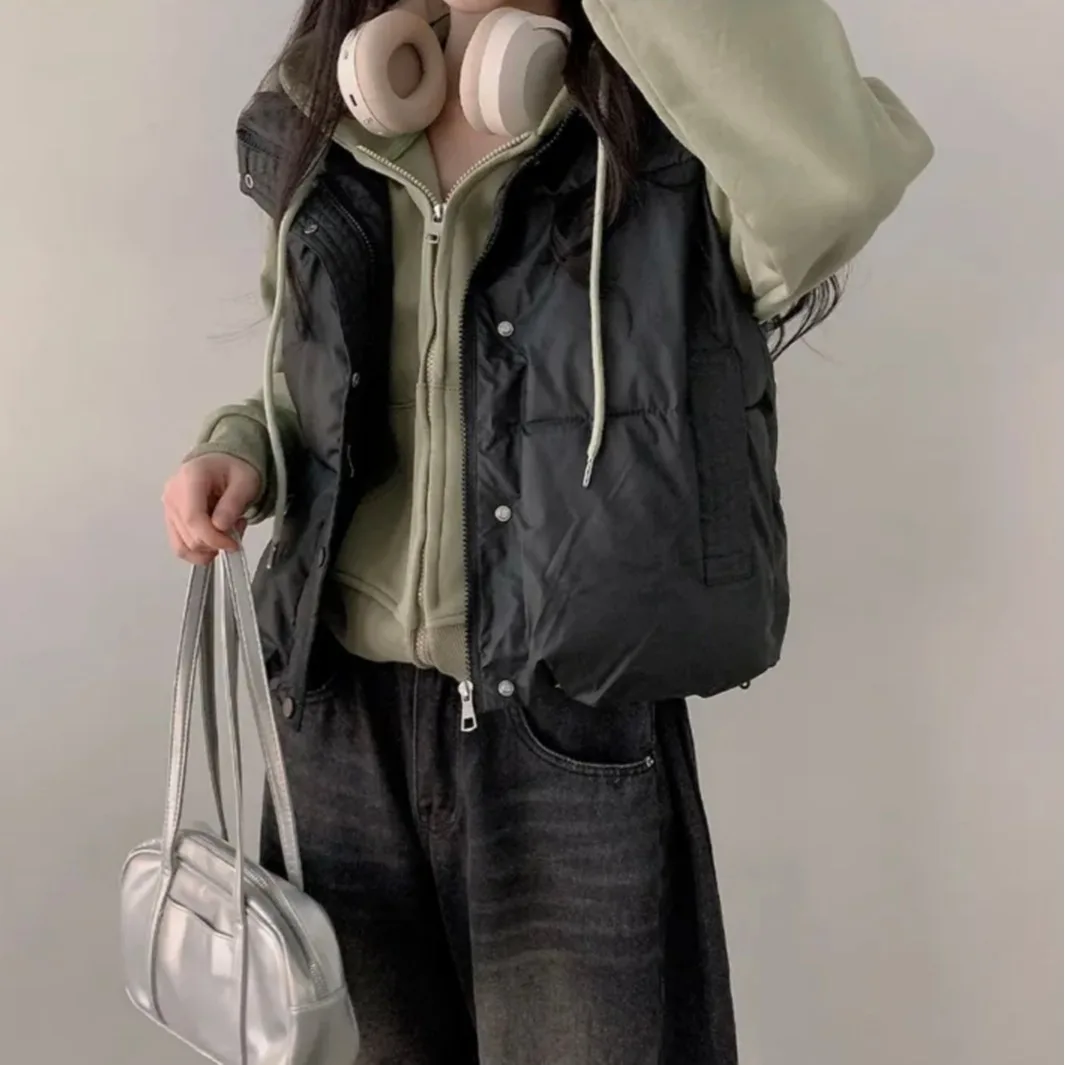 

Шикарный повседневный хлопковый жилет женский ort Sve с воротником-стойкой Jaet осень-зима свободного покроя универсальный топ модный для поездок на работу