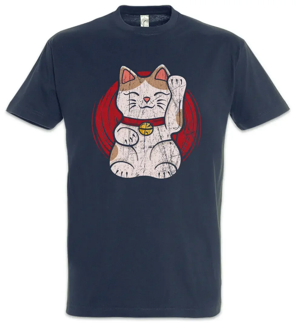 

Maneki-neko Manekineko Cat Love Addicted Maneki Neko T-Shirt 100% Cotton O-Neck Short Sleeve Summer Casual Mens T-shirt