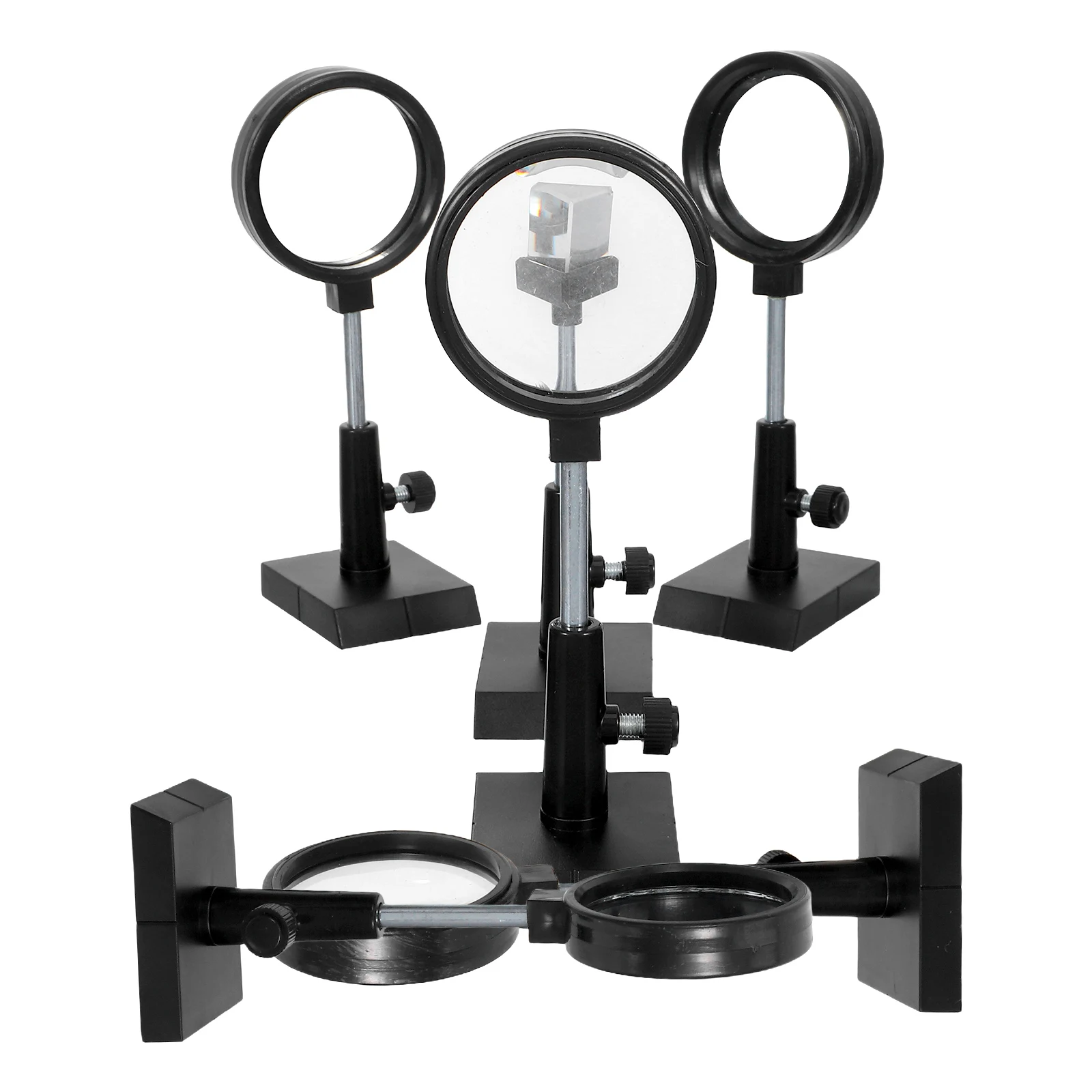 Lente côncava com rack para experimentos, equipamento de ensino óptico físico