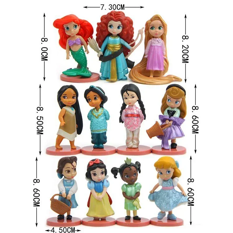 Disney Princess Anime Figure Toys Rapunzel Snow White Cinderella Fairy Pocahontas Doll Decoration Accessories Children Gifts