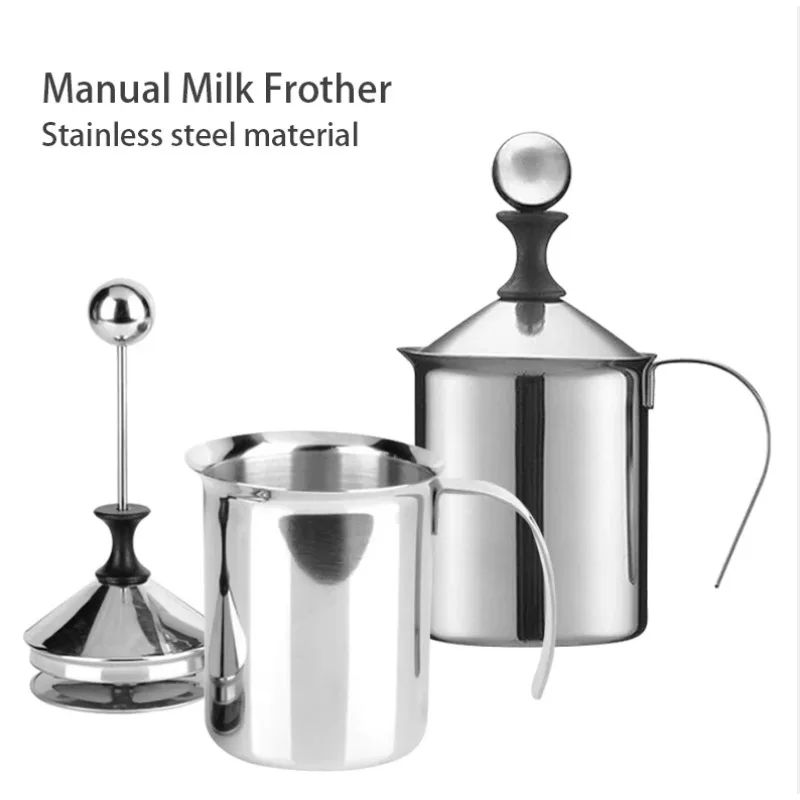 Stainless Milk Frother 400ML 800ML Double Mesh Milk Creamer Foam For Cofffee Egg Beater Kitchen Tool  Frother