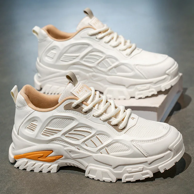 Men's sports shoes, teenagers' mesh surface trendy casual dad shoes, men's anti-slip height-increasing sports shoes