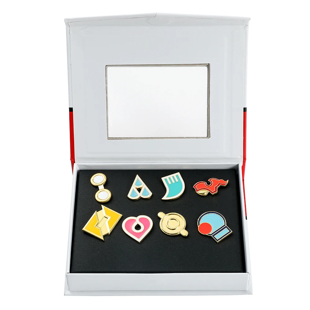 Pokemon Gym Badges Kanto Johto Hoenn Sinnoh Unova Kalos League Region Pins Brooches Orange Islands Box Collection Pocket Monster