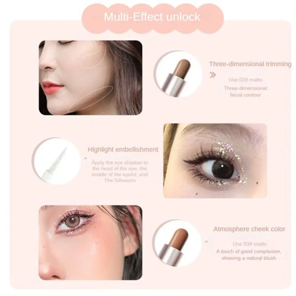 Matte&Pearlescent Combination Double-headed Eyeshadow Stick High Pigment Waterproof 2 in1 Diamond Liquid Eyeshadow Glitter Shiny