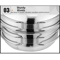 5Pcs 304 Stainless Steel Camping Cookware Set Stackable Foldable Handle Outdoor Pot Cup Tableware Multi-functional Space Saving