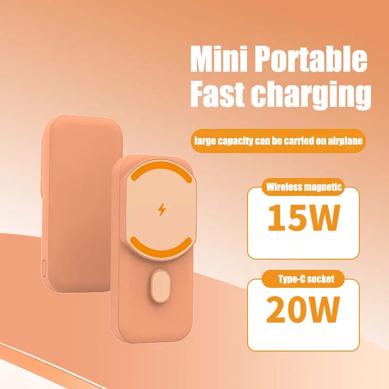 Portable Magnetic Wireless Power Bank Ultra Thin Mini Power Supply PD20W Fast Charging Powerbanks for Iphone Xiaomi HUAWEI