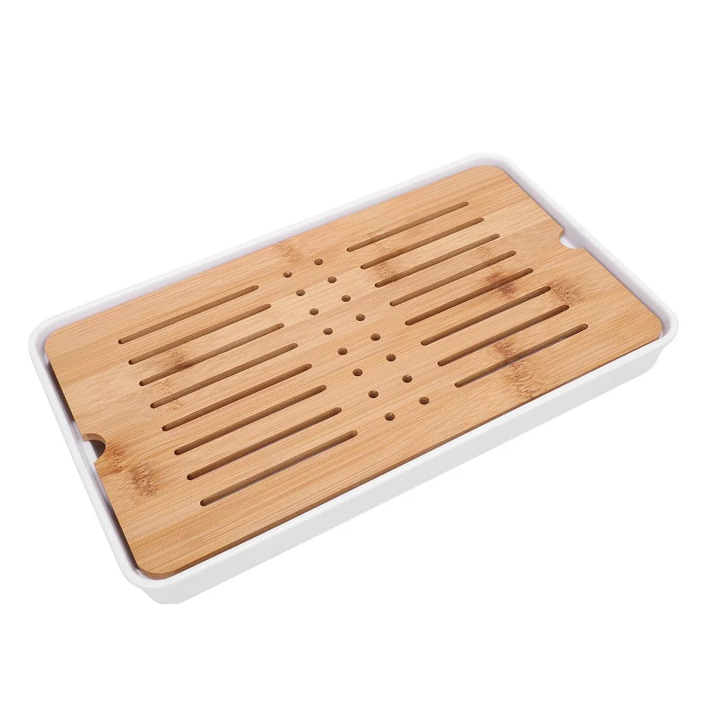 Water Storage Drainage Tea Serving Tray Rectangular Shape Plastic Material Kung Fu Tea Tray Bambusoideae Material