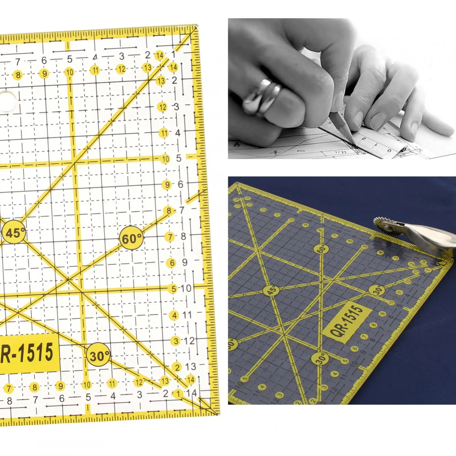 Acrylic 30 60 90 Degree Line DIY Sewing Ruler Quilting Tool for Measuring / Drawing / Crafts, Square Patchwork Ruler Fabric