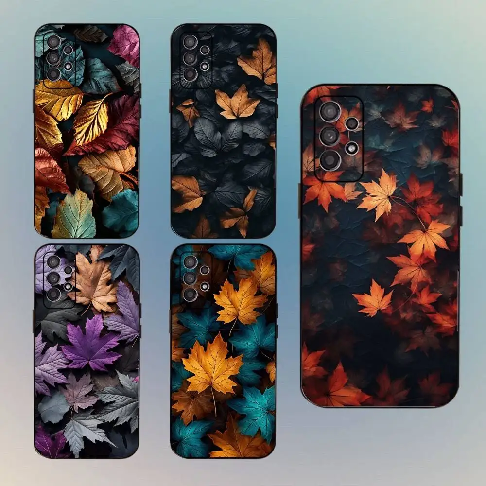 

Fashion Fallen Leaves Phone Case For Samsung Galaxy A13,A21s,A22,A31,A32,A52,A53,A71,A80,Soft Black Shell