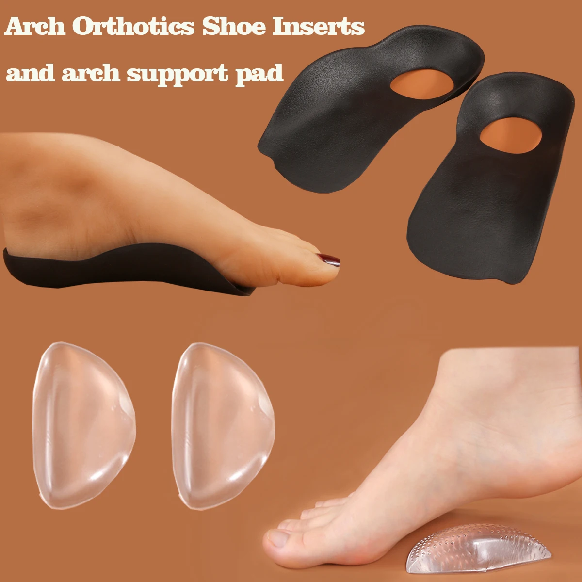

1 PCS Arch Orthotics Shoe Inserts and 1pairs transparent arch support pad,Relief Plantar Fasciitis Foot Pain,X/O Legs Correction
