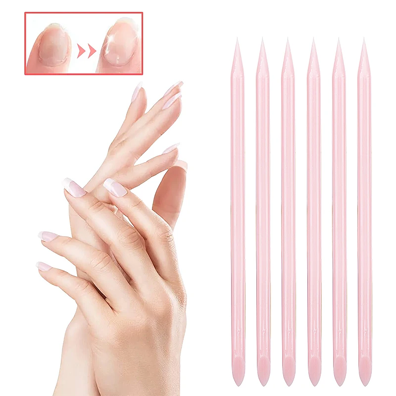 50pcs Nail Cuticle Pusher manicure Remover Pink Plastic Stick Nail Art Design Gel Polish Drawing Sticks strumenti per il trucco