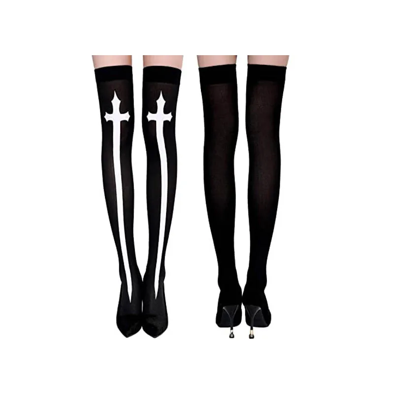 بدلة شخصية الراهبة التنكرية للهالوين، جوارب متقاطعة، بدلة راهبة، وشاح للرأس، زي العطلة