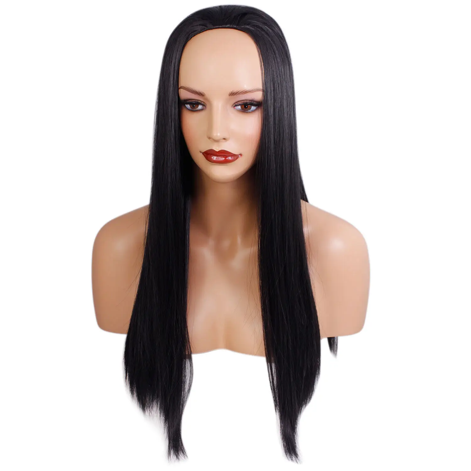 

Ladies 3/4 Half Wig Black #1b Straight 22" Heat Resistant Synthetic Hair