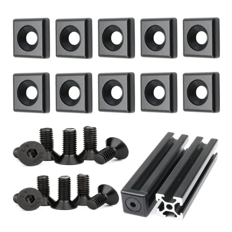10Pcs 2020 Aluminum Extrusion T Slot End Cap Bracket 20 Series Extruded Hardware Cover with Screws for 2020 3030 4040 Aluminum