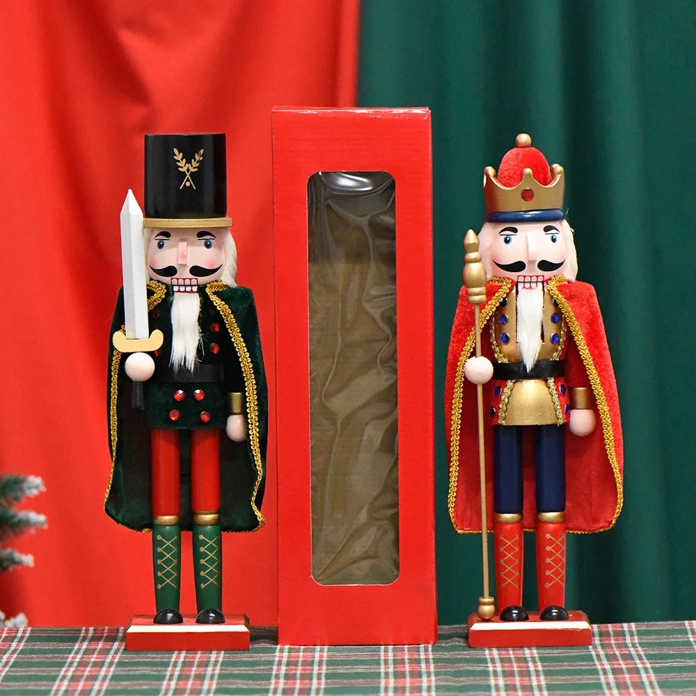 38 cm Verjaardagscadeau Beweegbare Pop Puppets Pakket Fluwelen Mantel Klassieke Notenkraker Walnoten Mensen Hout Kerstcadeaus 1 stks D330