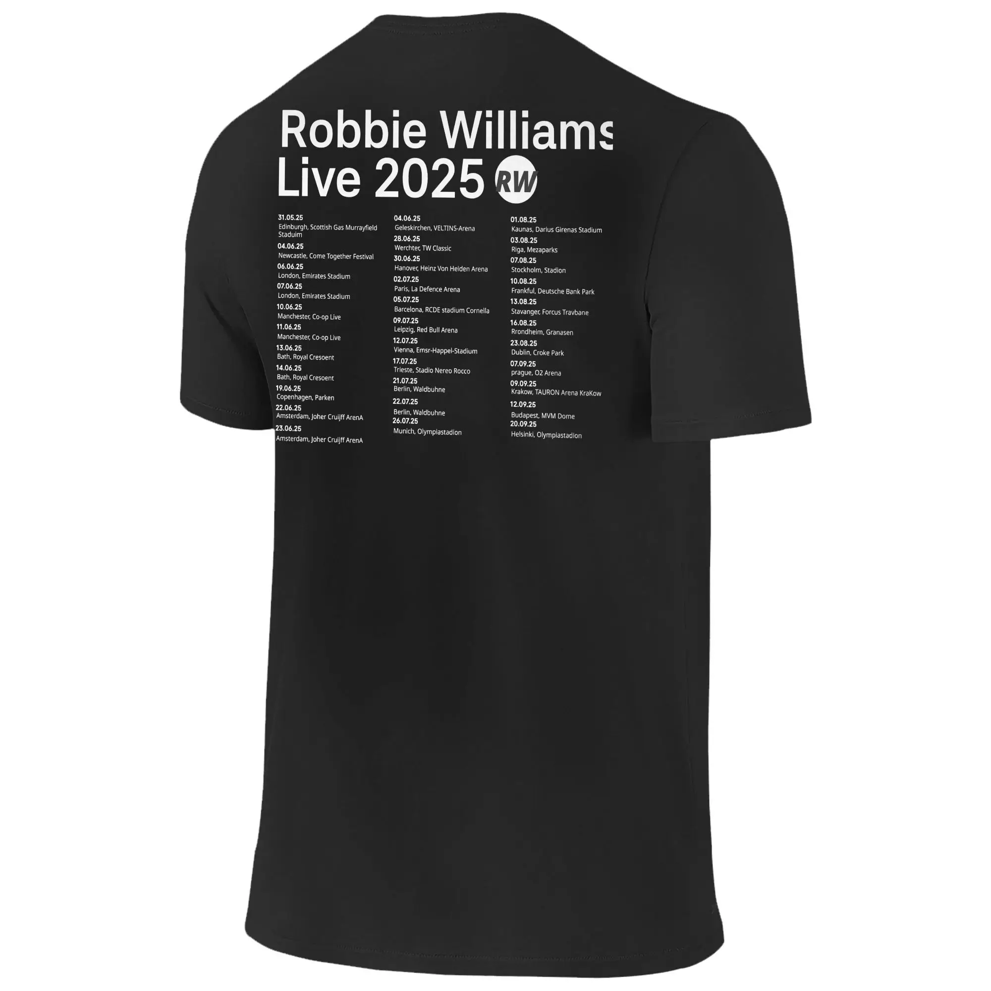 Футболка Robbie Williams 2025 UK Tour, мужская футболка из чистого хлопка в стиле ретро Y2K, летняя футболка в стиле хиппи с круглым вырезом, свободная одежда больших размеров