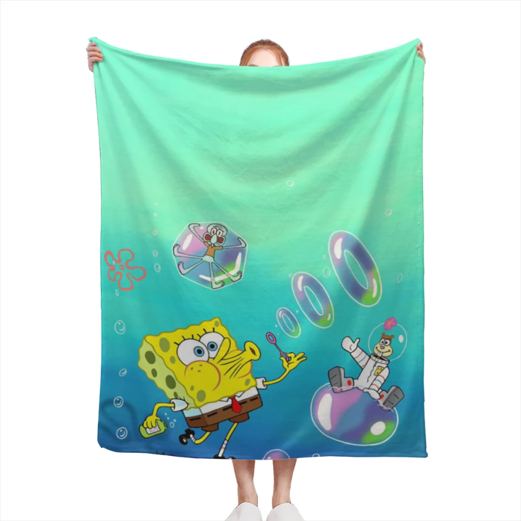 SpongeBob Medium Blanket Comforter Flannel Soft throw Blankets Warm Home and Decoration