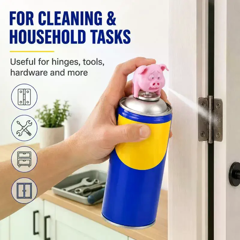 3D Printed Funny Pig Spray Nozzle Attachment PLA Adapter Fits Multiple Common Aerosol Valves for Cleaning and Maintenance