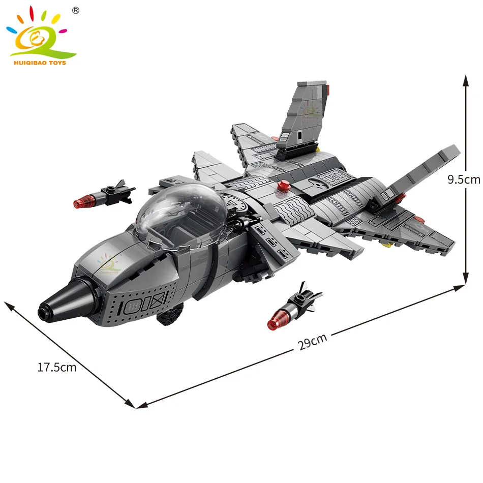 HUIQIBAO Military 510PCS Attack J-20 Fighter Building Blocks Army City Weapon Plane Airplane Helicopter Bricks Children Toys