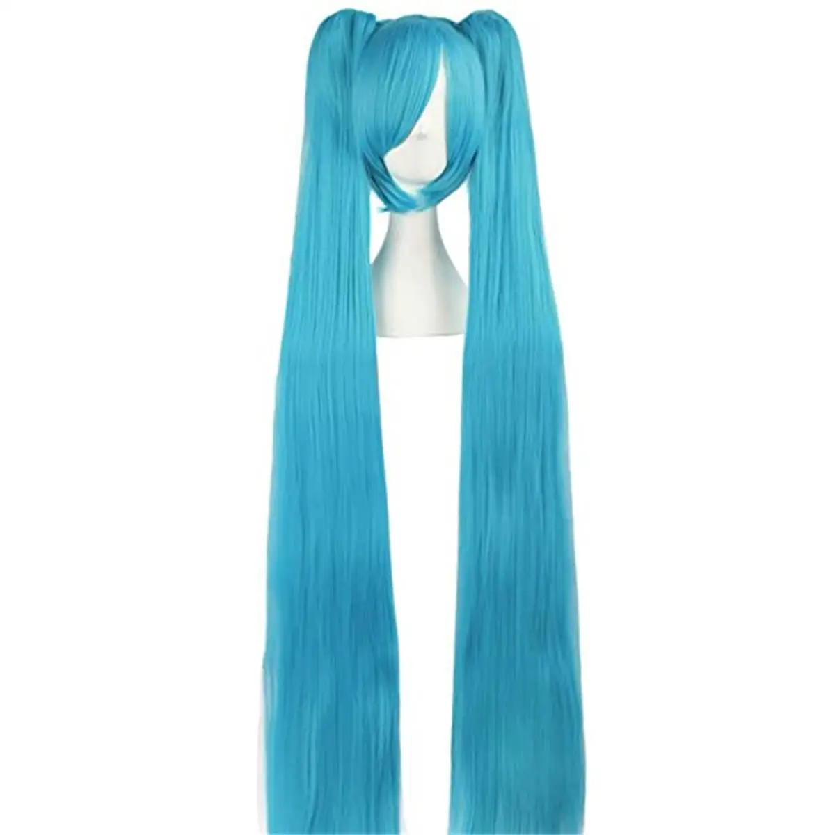 Anxin Brand Synthetic Fiber Wig: Blue Straight Hair Style with Bangs, Smooth and Soft Hair Strands, Comfortable and Easy to Manage, Blue Color, Suitable for Cosplay and Related Activities