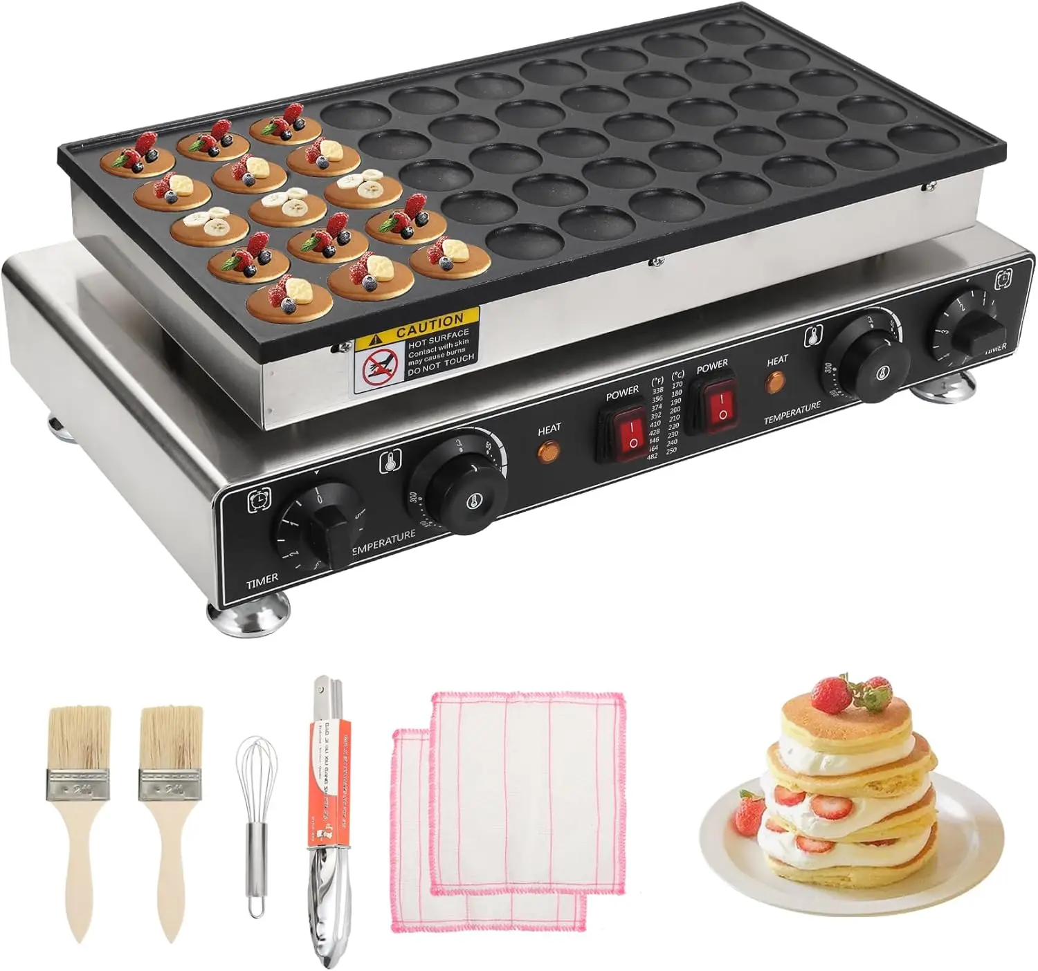 Dutch Pancake Baker, 50PCS Electric Nonstick Pancake Maker 1800W, 1.6