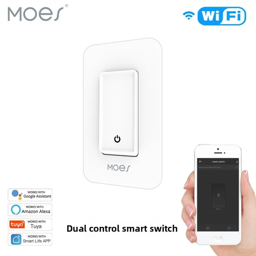 Tuya-Interruptor de botón inteligente con Control Dual, aplicación de hogar inteligente, arranque temporizado, Control por voz, lámpara indicadora nocturna, interruptor de Control remoto