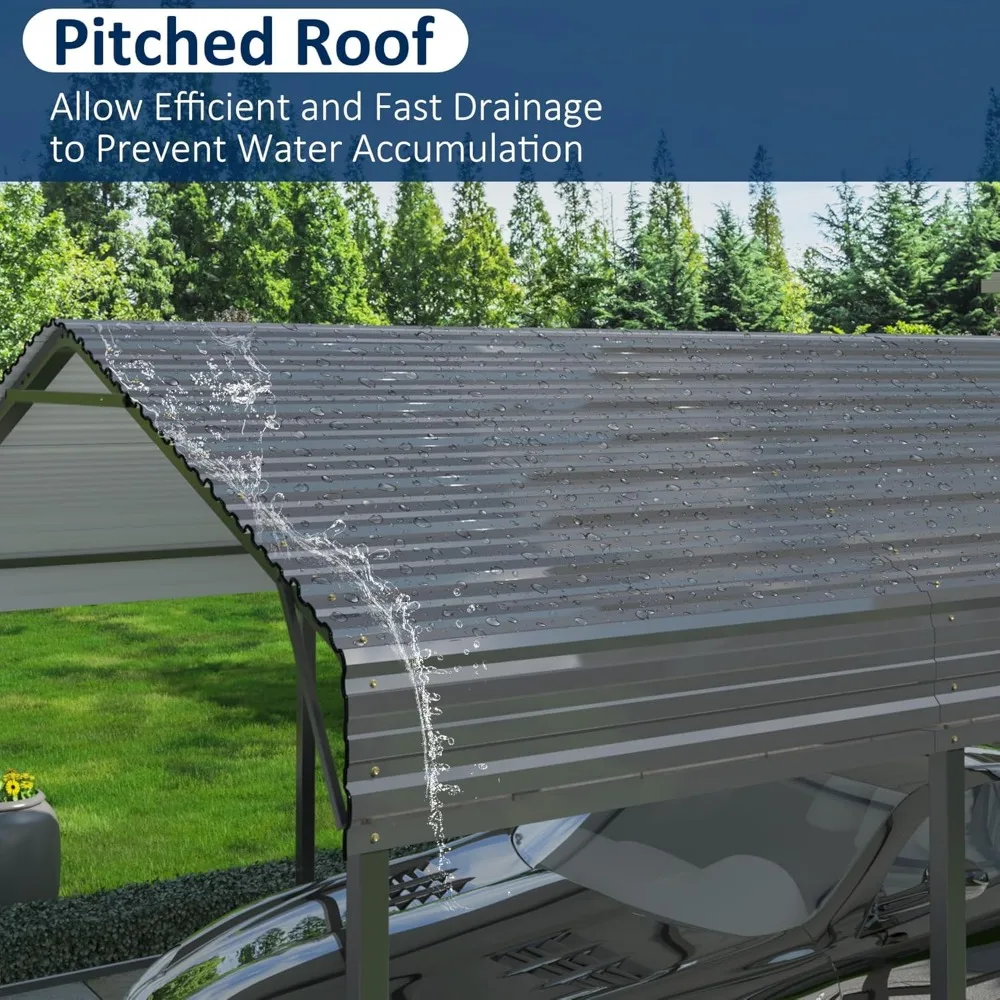 

Металлический навес для автомобиля 12x20 футов с усиленным основанием, сверхпрочный, для улицы, оцинкованный, на заказ