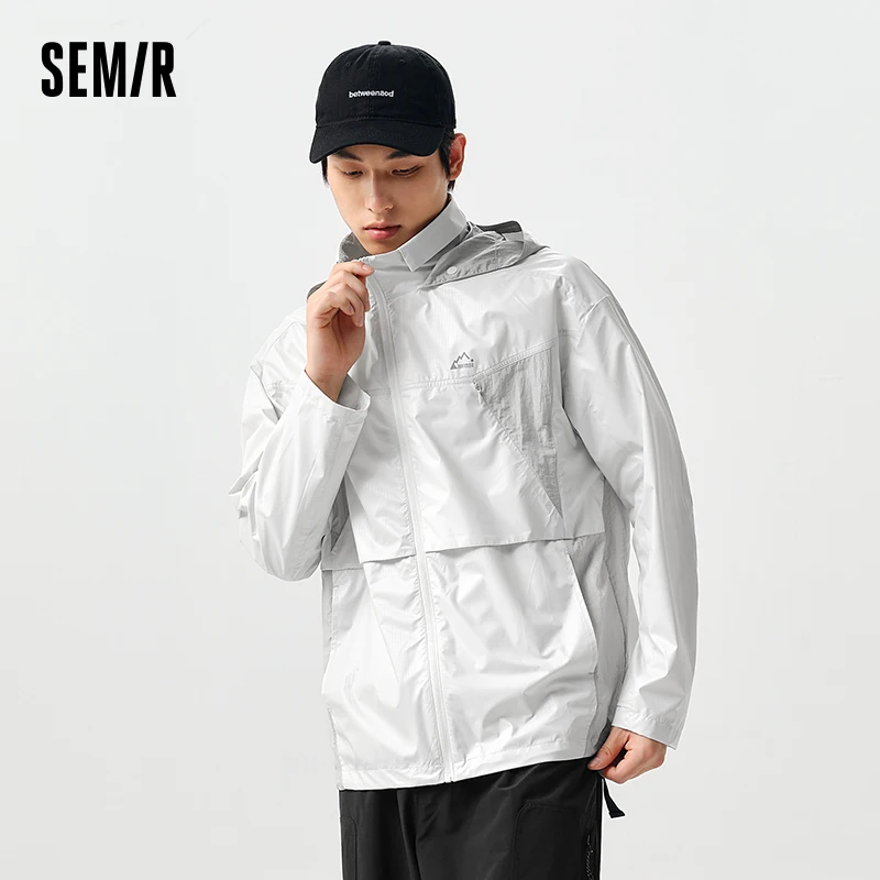 Semir Jacket Men 2024 Spring New Style Stitching Contrast Color Loose Hooded Casual Jacket Luminous Outdoor Sports Trend Coats