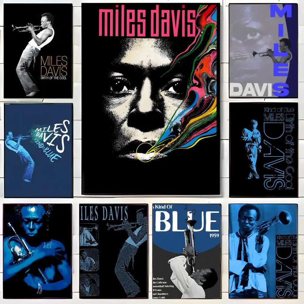 Jazzman M-Miles Davis Poster HD Self-Adhesive Wall Decals For Living Room & Bedroom Home Decor Gift