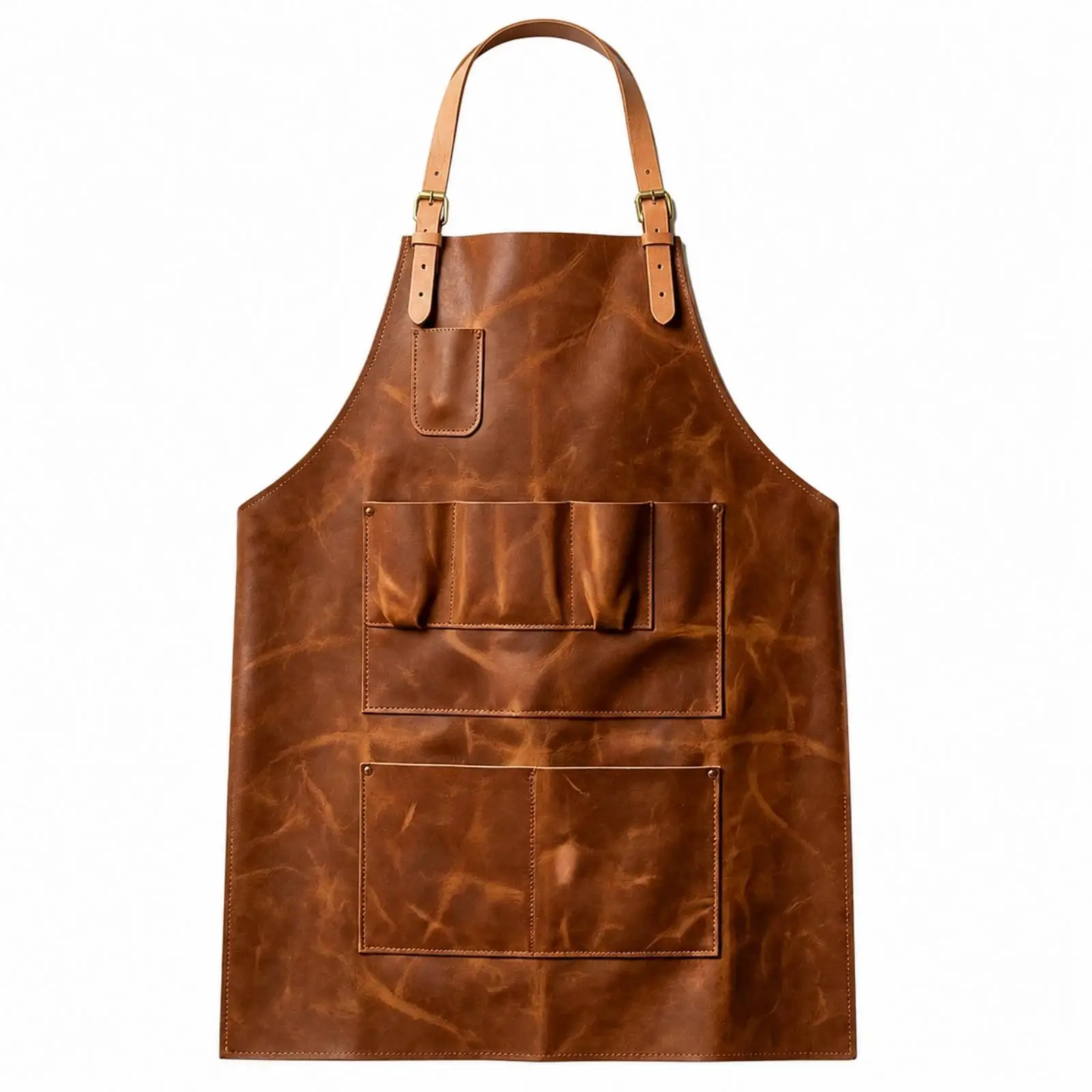 Wipe Clean PU Leather Work Apron Water Resistant with Tool Pockets for Cafe Salon Craft Workshop Painting and Barber