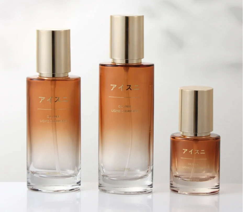 30ml-120ml オーバル型ガラスボトル モイスチャーエッセンス セラム/ローション/エマルジョン/ファンデーション/化粧水 化粧品容器