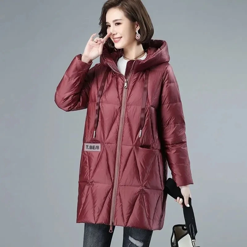 2023 Winter New Fashion Korean Loose Hooded Warm Down Cotton Jacket Parka Women Casual Thickened Parkas Overcoat Female Outwear