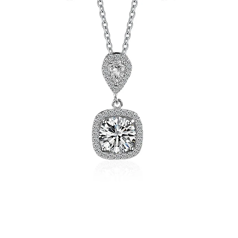 

S925 pure silver sugar necklace, women's light luxury collarbone chain, 1ct moissanite necklace, jewelry, Valentine's Day gift