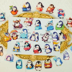 5PCS Cute Penguin PET Cartoon Waterproof Stickers, Decoration Luggage Notebook Laptop Window Sticker Decals