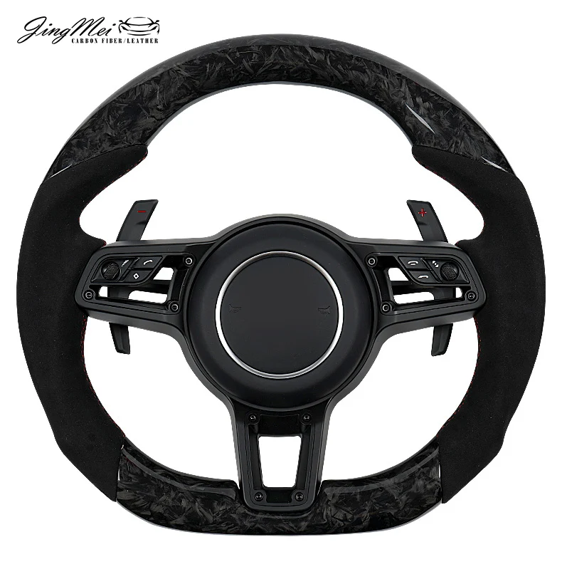 Custom Racing Forged Carbon Fiber Car Steering Wheel Fit For Por s che Panamera Macan Cayenne Cayman 911 718 918