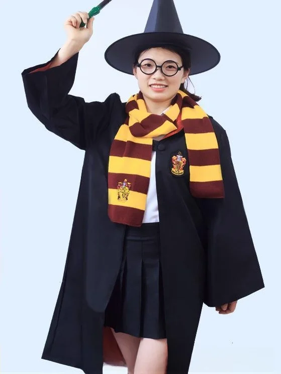 ハリーポッター魔法のローブコスチューム子供大人ハロウィン魔術ウィザード服ポリエステル素材伝統的な中国の舞台衣装