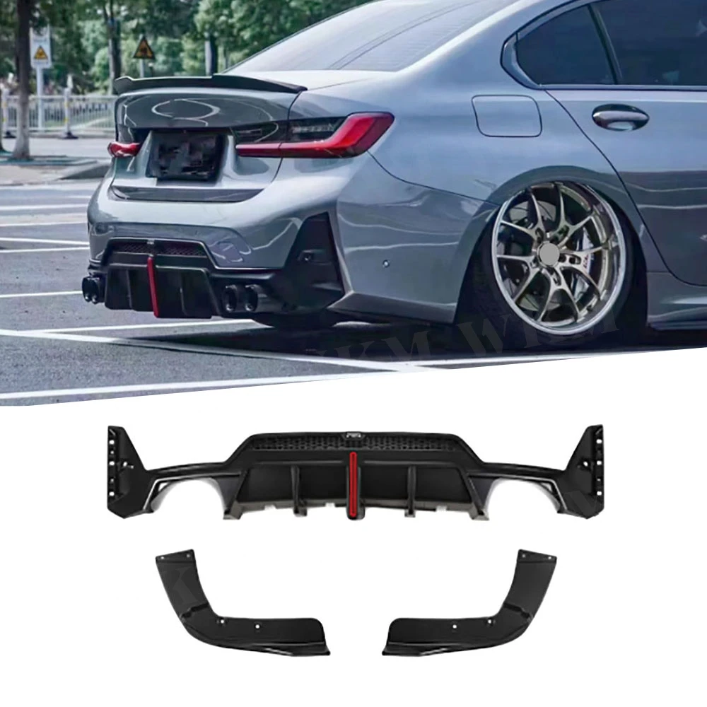 ABS Rear Diffuser Bumper Lip Spoiler Side Splitters Canards Flap For BMW 3 Serise G20 G28 M Sport 2023+