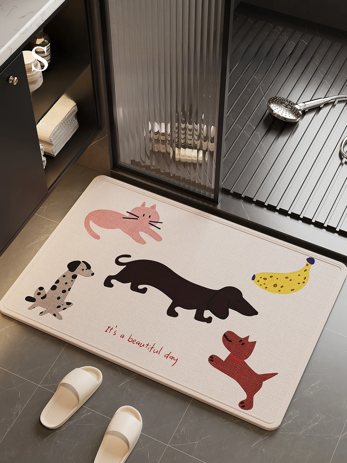 

Коврик для ванной с мультяшными животными, противоскользящий, влаговпитывающий, для прихожей, для дома, современный квадратный коврик для ванной комнаты