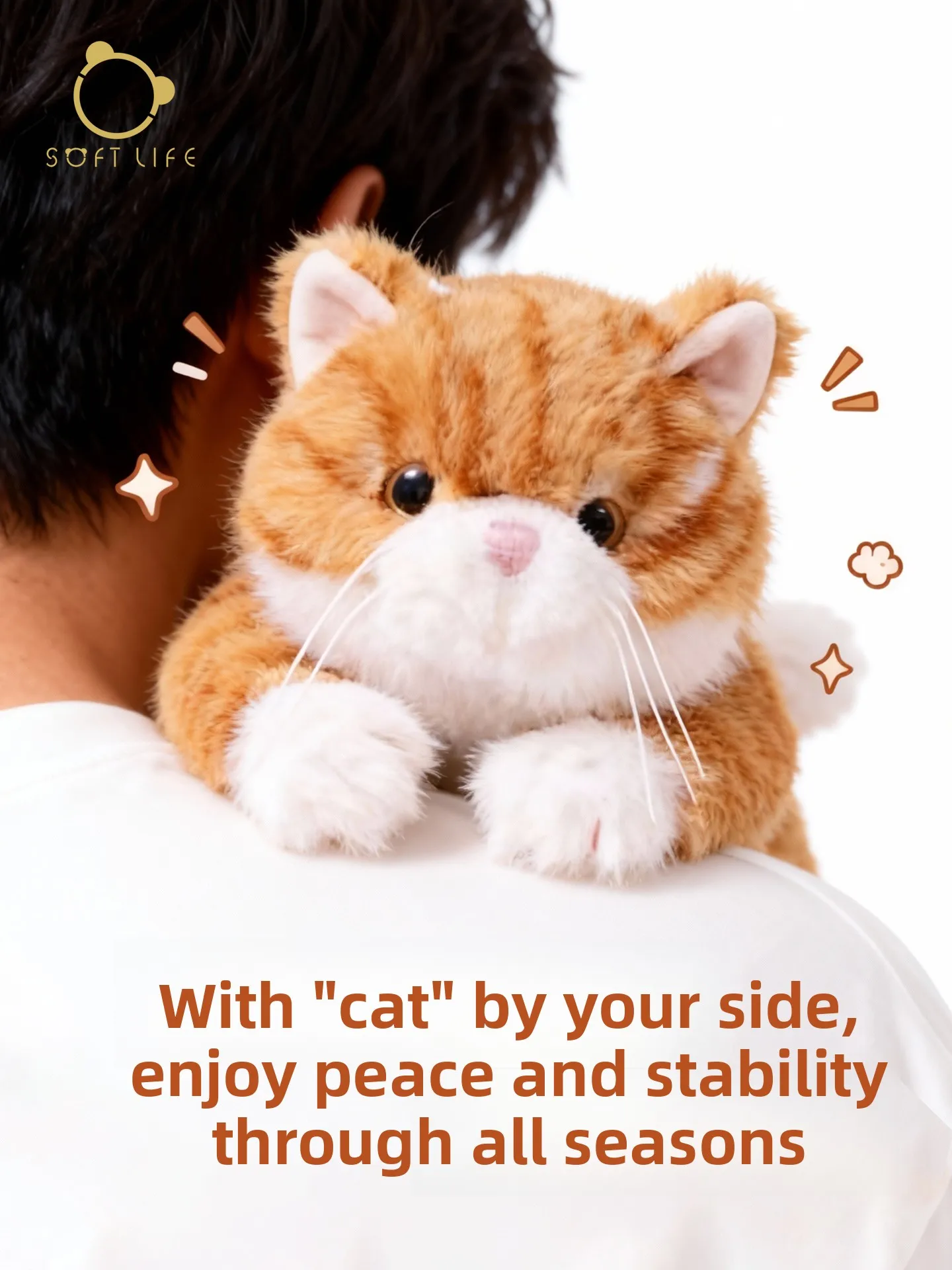 

Softlife Doll Plu Toy Orange Kitten Stuffed Animal Comfort Doll New Year Gift for Girls over 3 Years Old